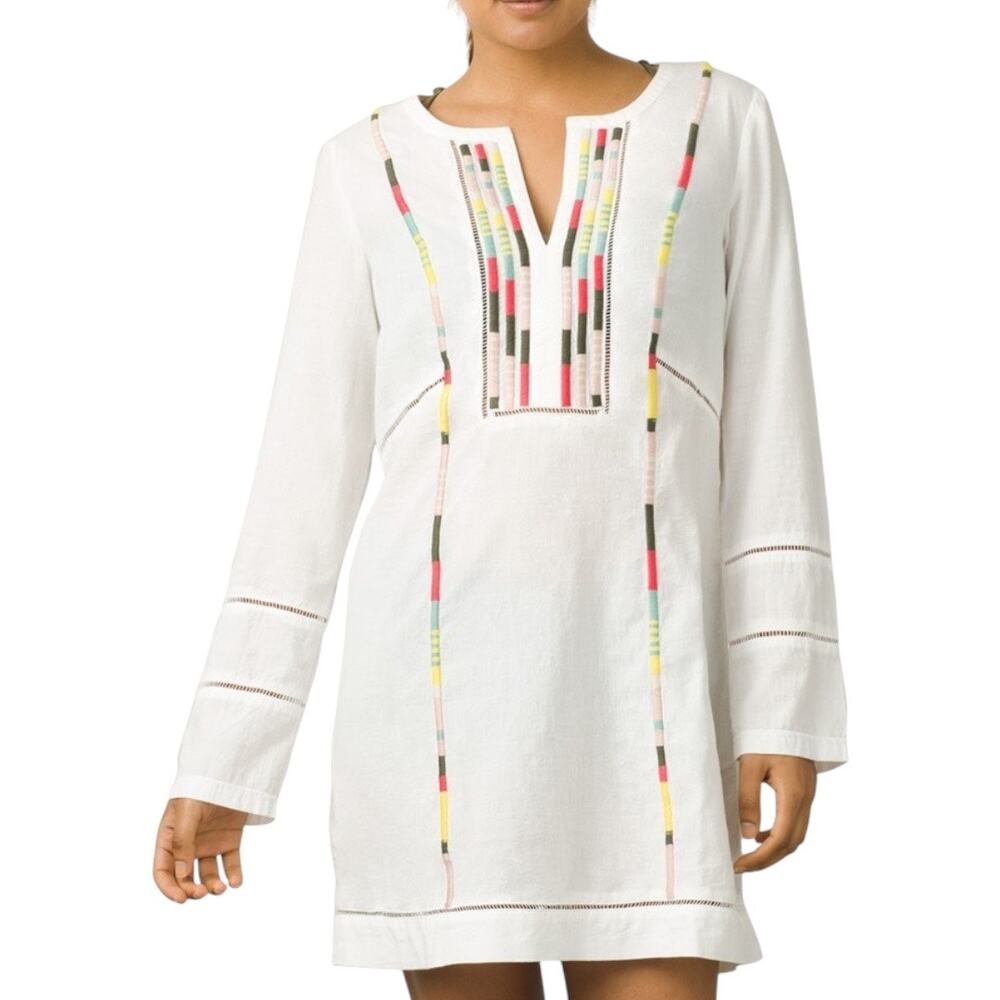 Prana Lahela Tunic Small New NWT White Swim Coverup Organic Cotton Embroidered